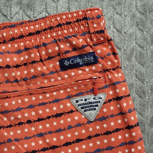 Columbia PFG Mens Size 2XL Super Backcast 8" Swim Fishing Shorts Mesh Lined Red - Picture 10 of 11